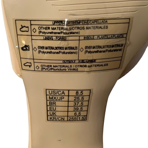 FOREVER 21 Square Toe Nude Beige Faux Leather Slip On Sandals Heels SZ 8.5 Slide - Picture 3 of 8